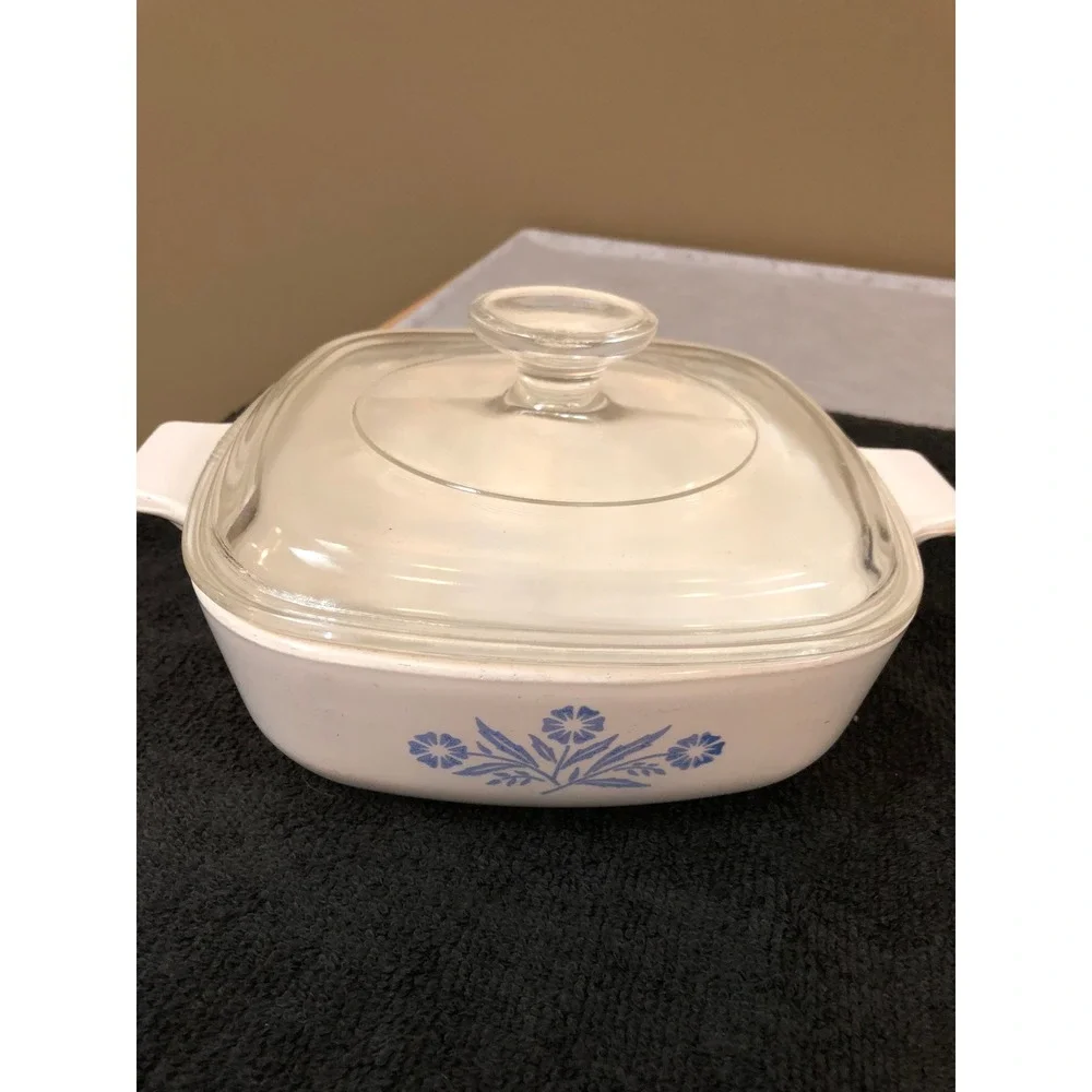 RARE 1960s VTG CORNING WARE Starburst 1 Qt Casserole Dish C-21 Blue Cornflower
